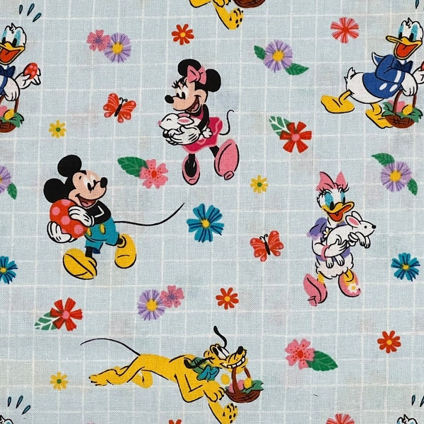 Mickey Mouse Friends Easter Gathering Fabric By Half Yard, Fat Quarter, Daisy Donald Duck Minnie Cotton Fabric, 1/2 Yards are Continuous