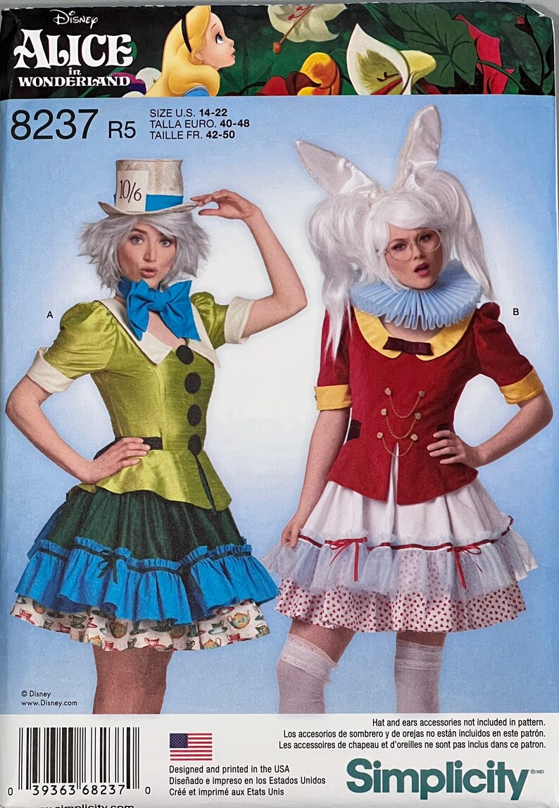 Alice in Wonderland Sewing Pattern Mad Hatter Rabbit Misses Etsy