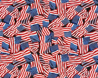 American Flag Stars & Stripes Patriotic 100% Cotton Fabric | Fat Quarter, Half Yard