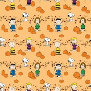 Peanuts Pumpkin Patch Halloween 100% Cotton Fabric | Fat Quarter, Half Yard