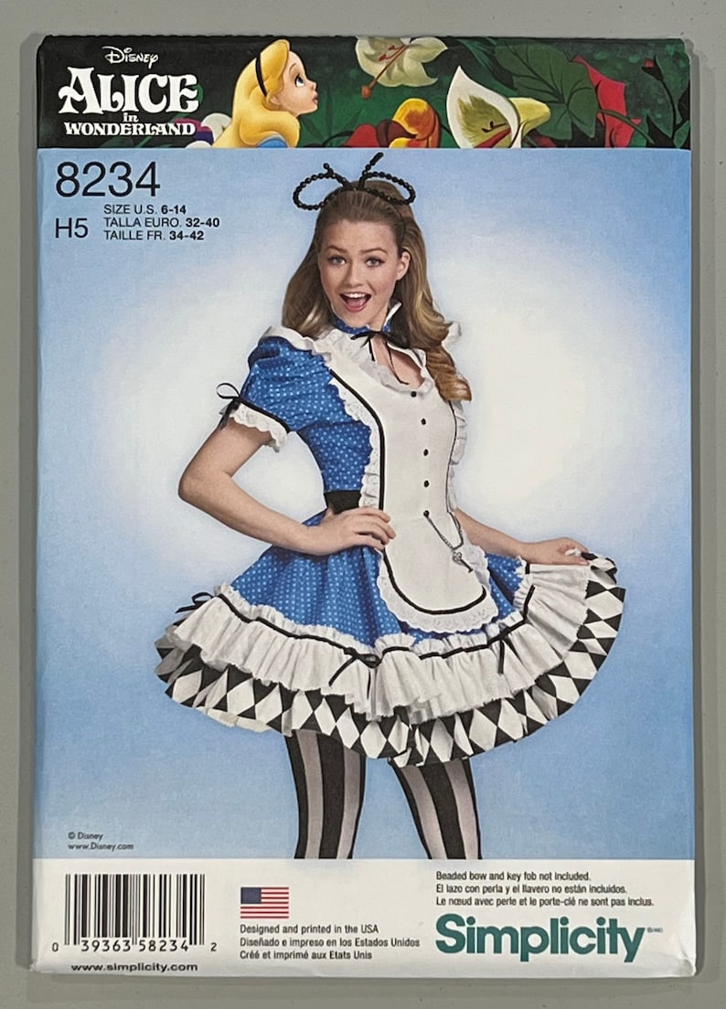 Alice in Wonderland Sewing Pattern Misses Costume Dress Etsy