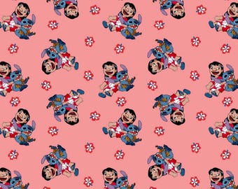 Lilo & Stitch Forever Floral 100% Cotton Fabric | Fat Quarter, Half Yard