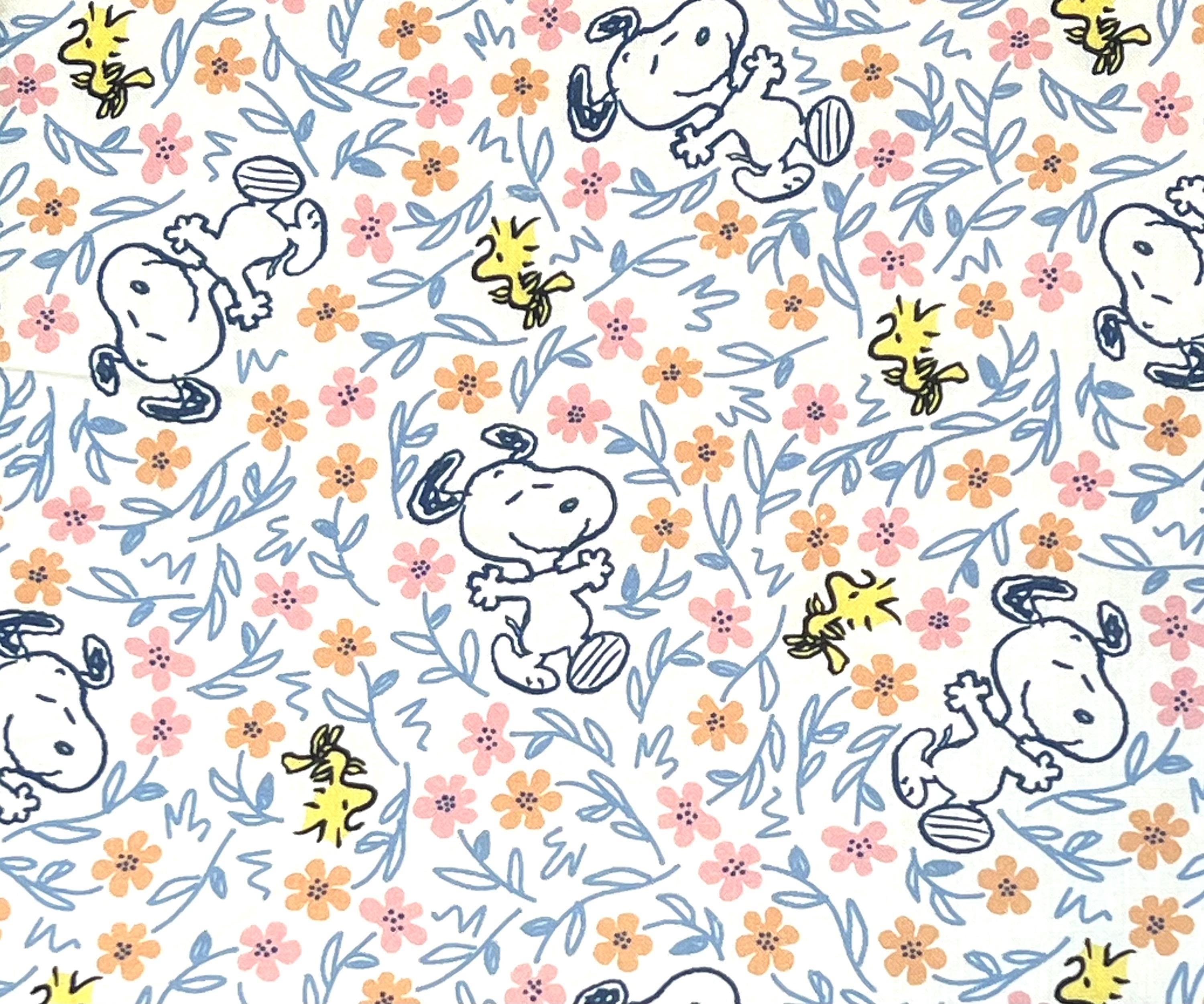 Snoopy Woodstock Flowers 100% Cotton Fabric | Fat Quarter, Half