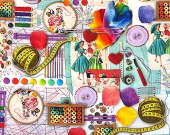 Craft Table Sewing Room Notions 100% Cotton Fabric | Fat Quarter, Half Yard