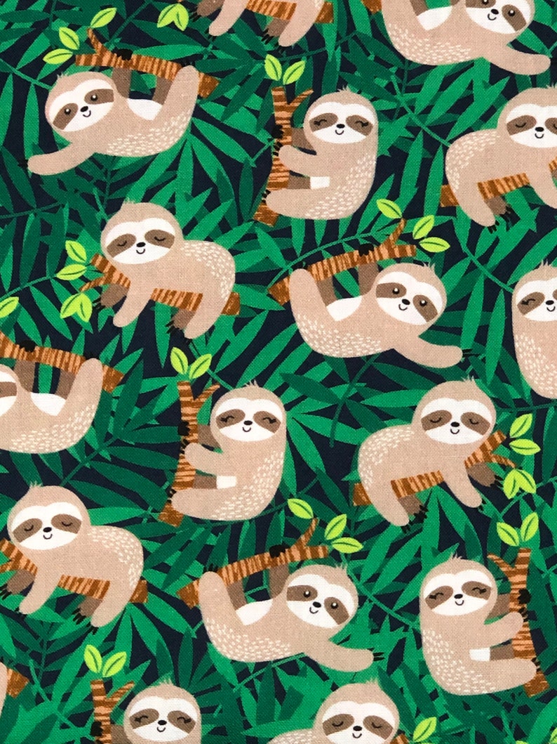 Happy Sloth Life Fabric By Half Yard Fat Quarter Sloth Animal | Etsy