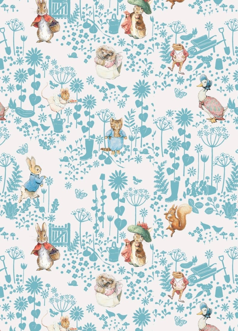 Peter Rabbit™ Licensed Garden Toile Springs Creative 100% Cotton Fabric ...