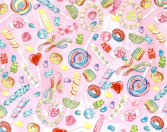 Candy Glitter Pops Bears Jellybeans 100% Cotton Fabric | Fat Quarter, Half Yard