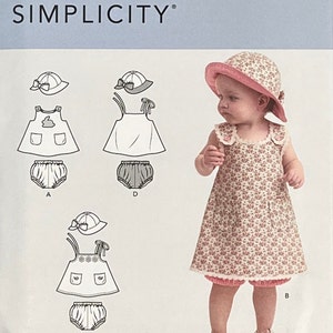Babies’ Sewing Pattern, Dress Panties and Hat Size XS-XL, Simplicity 9152