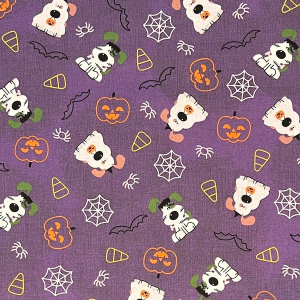 I Woof You Dog Costumes Glow Fabric By Half Yard, Fat Quarter, Halloween Cotton Fabric, 1/2 Yards are Continuous