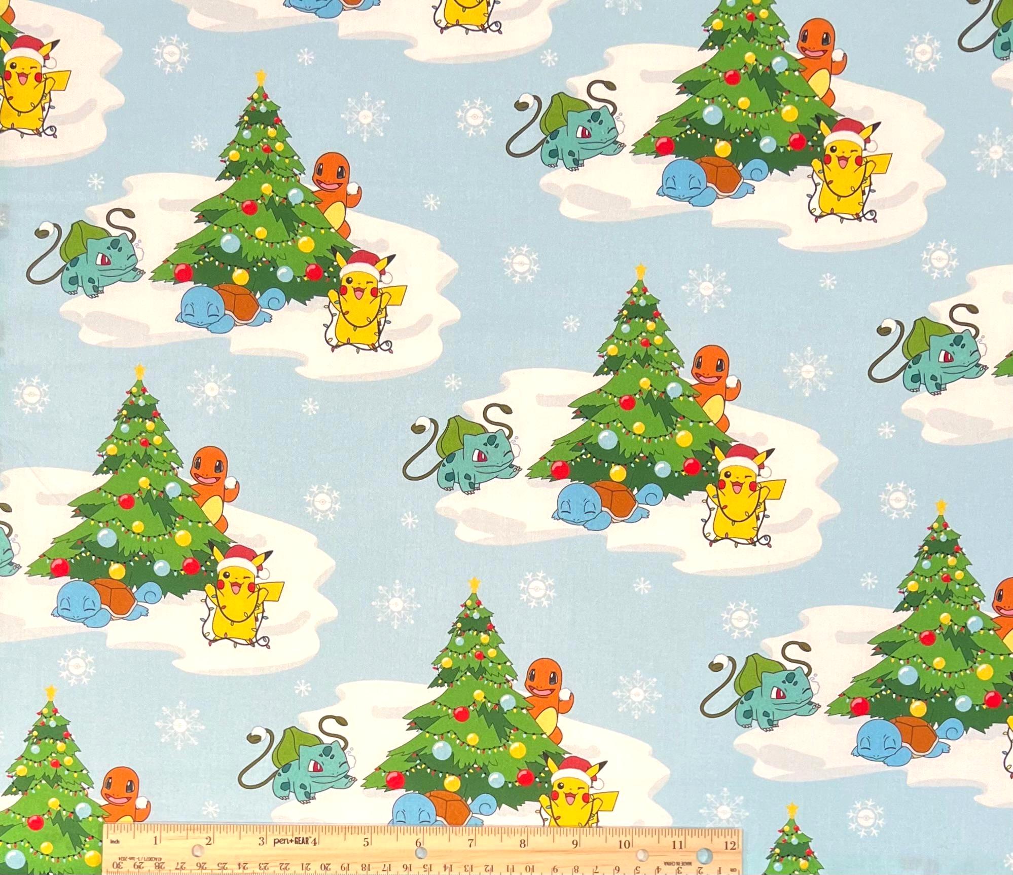 Pokemon Winter Pattern Pikachu Licensed Cherry Snow Pokemon 100% Cotton Fabric | Fat Quarter ...