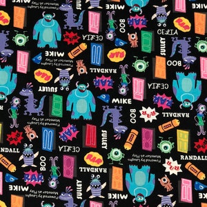 Monsters Action Sully Mike Boo 100% Cotton Fabric | Fat Quarter, Half Yard