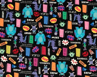 Monsters Action Sully Mike Boo 100% Cotton Fabric | Fat Quarter, Half Yard