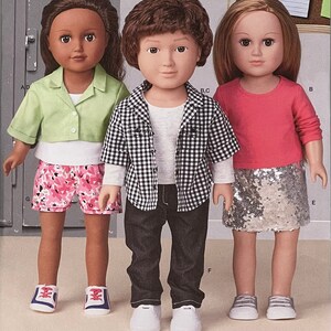 Doll Clothes Sewing Pattern, 18” Doll Top Shirt and Pants Shorts, Simplicity 9032