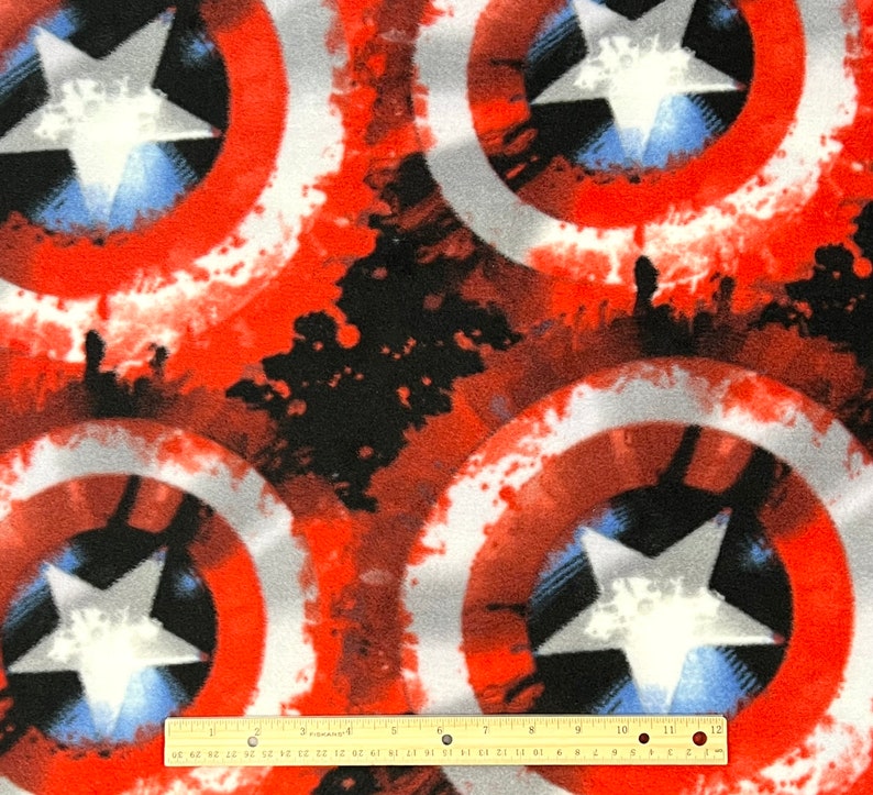 FLEECE Avengers Captain America Shield Fabric by the Yard, Half Yard ...