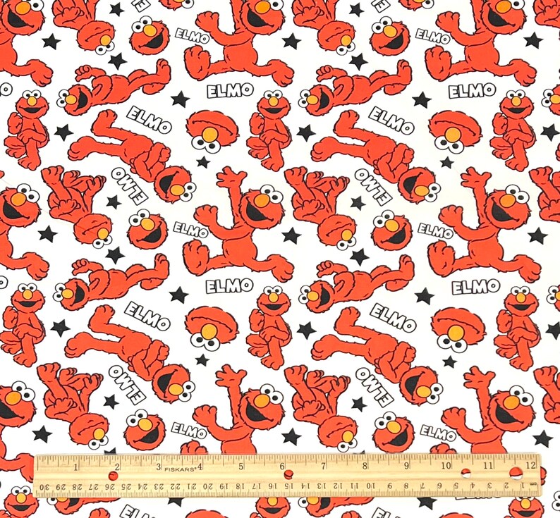 Elmo Stars Fabric by Half Yard, End of Bolt, Fat Quarter, Elmo Sesame