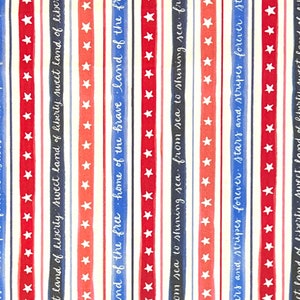 Stars and Stripes Forever Fabric By Half Yard, Fat Quarter, Patriotic Cotton Fabric, 1/2 Yards are Continuous