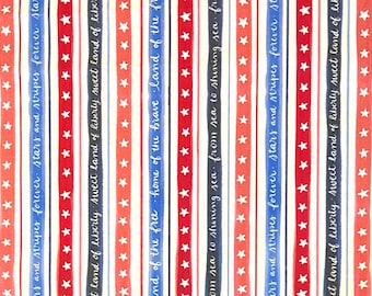 Stars and Stripes Forever Patriotic 100% Cotton Fabric | Fat Quarter, Half Yard