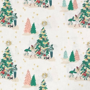 Decorating the Tree Fabric By Half Yard, Fat Quarter, Classic Christmas Cotton Fabric