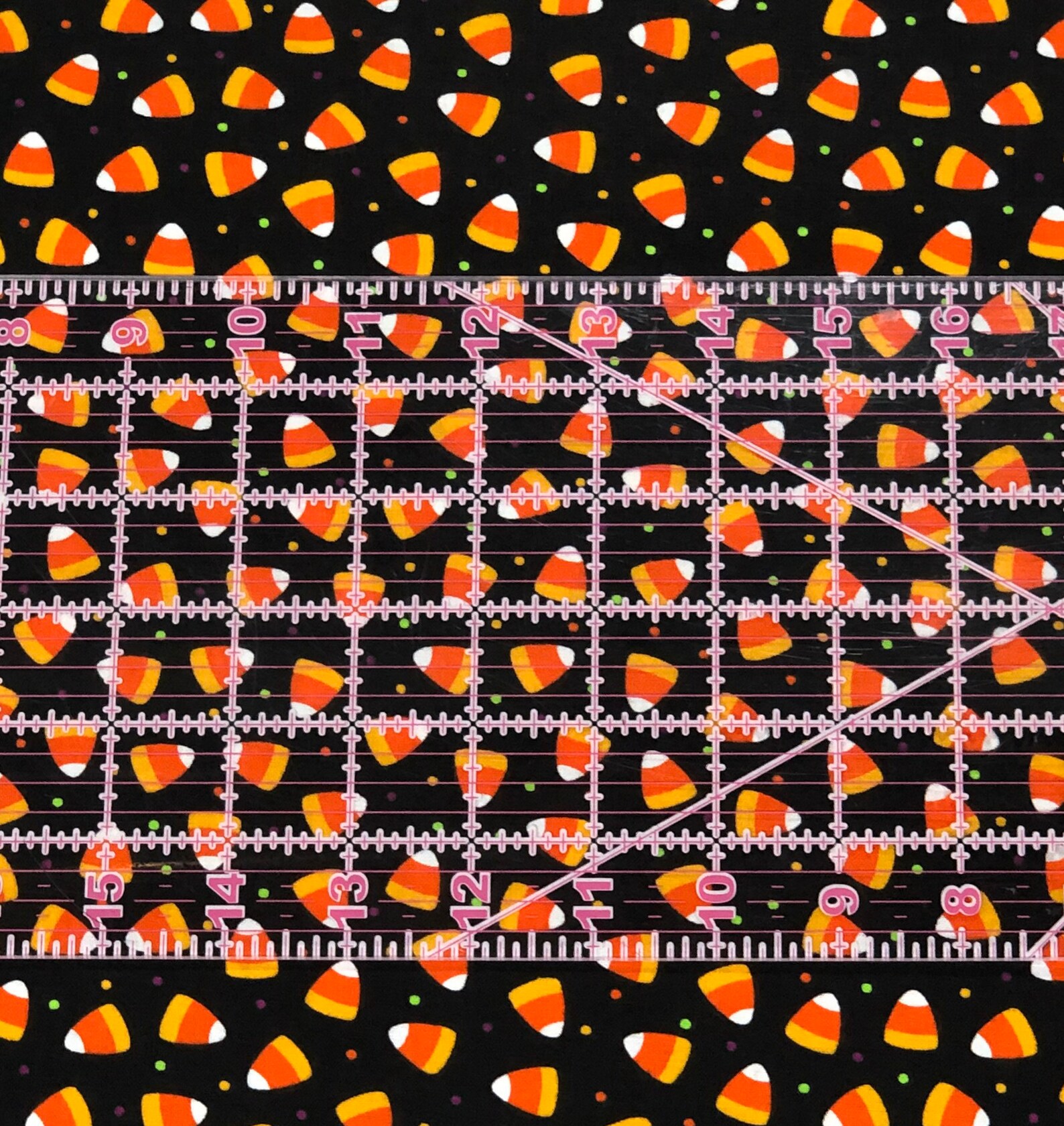 Candy Corn Fabric by the Half Yard, Fat Quarter, Candy Corn With Polka