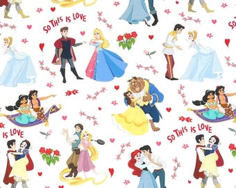 Princess Prince This is Love Hearts 100% Cotton Fabric | Fat Quarter, Half Yard