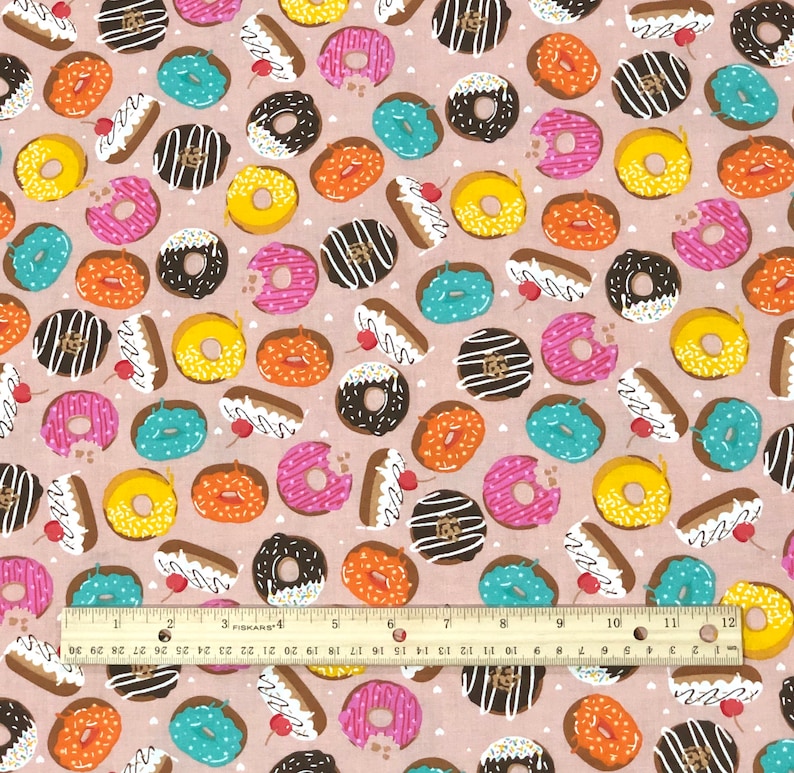 Donuts Fabric by Half Yard Fat Quarter Sprinkled Cherry Etsy