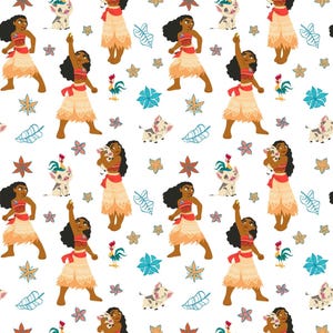 Princess Moana and Friends 100% Cotton Fabric | Fat Quarter, Half Yard