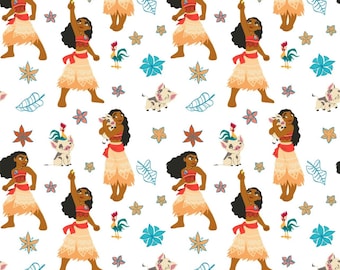 Princess Moana and Friends 100% Cotton Fabric | Fat Quarter, Half Yard