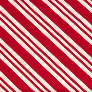 Wide Bias Stripe Fabric By Half Yard, Fat Quarter, Red Stripe Christmas Cotton Fabric, 1/2 Yards are Continuous