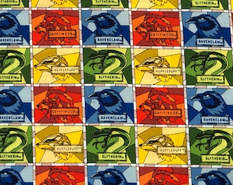 Harry Potter-Stained Glass Blocks 100% Cotton Fabric | Fat Quarter, Half Yard
