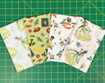 Princess Tiana Naveen & Friends Frog Bayou 100% Cotton Fabric | 4 Fat Quarter Bundle