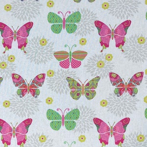 Garden Butterflies Fabric By Half Yard, Fat Quarter, Butterfly Floral Cotton Fabric