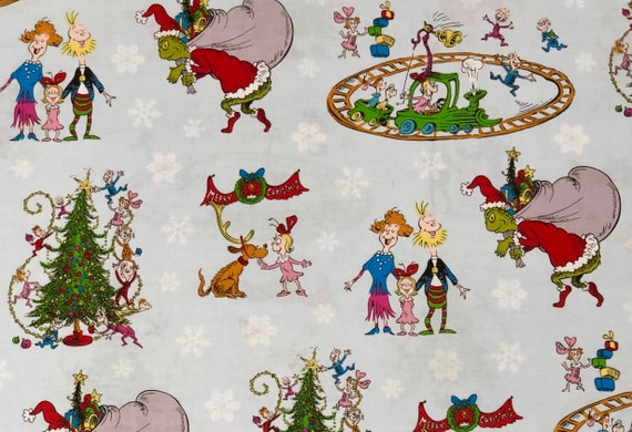 Grinch Whoville Fabric Light Blue by Half Yard Fat Quarter