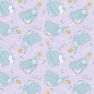 Cinderella Princess Sparkle 100% Cotton Fabric | Fat Quarter, Half Yard