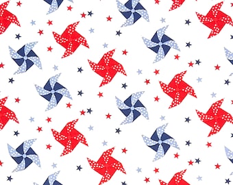 Remnant 8" | Pinwheels and Stars Patriotic 100% Cotton Fabric