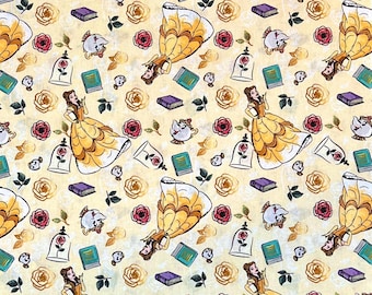 Princess Belle Roses Packed 100% Cotton Fabric | Fat Quarter, Half Yard