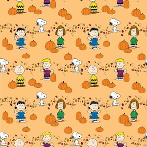 Peanuts Pumpkin Patch Halloween 100% Cotton Fabric | Fat Quarter, Half Yard