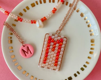 Custom beaded choker Necklace initial letter choker layered trio initial letter necklace her layering beaded stacking necklace gift for her