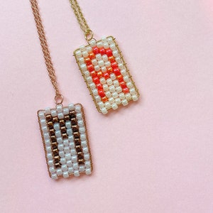 Block Letter Jewelry Bead Weave Necklace Seed Bead Boho Necklace Funky Initial Graphic Necklace Custom Initial Pendant Personalized Gift