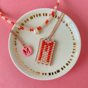 Beaded Personalized Pendant Bead Necklace Layered Initial Necklace Name Bead Necklace Personalize monogram necklace custom gift her