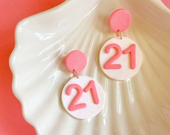 Statement Birthday Earrings Custom Made Order Birthday Queen Party Supply Earrings Number Fashion Jewelry Fun Present Her Gift Best Friend