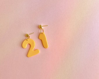 Custom Number Earring Dangle Birthday Earring Fun Unique Birthday Gift Handmade Custom Jewelry Beaded Fringe Statement Earring Custom Gift