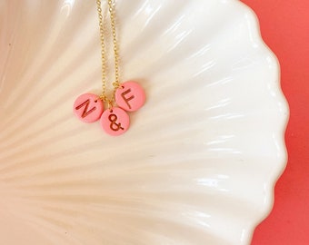 Clay Initial Necklace Minimal Initial Charm Tiny Initial Necklace Name Jewelry Clay Letter Necklace Personalized Name Necklace Gift Her