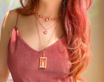 Bead Necklace Personalize It Clay Any Initial Custom Jewelry Gift Monogram Necklace Gift Her Bead Custom Necklace Statement Jewelry Gift