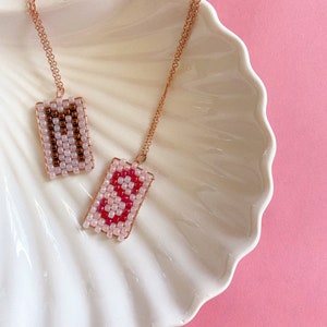 Bead Initial Necklace Handmade Colorful Necklace Fun Initial Gift Cute Colorful Bead Gift Custom Cute Gift Mom Bead Necklace Cute Bead Gift