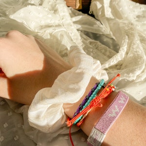 Beige and White Striped Scrunchie