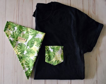 Women&#39;s Matching Pocket T-Shirt and Dog Bandana | Ladies&#39; Pocket Tee with Matching Bandana | Dog Matching Owner | Dog Mom