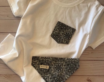 UNISEX Matching Pocket T-Shirt and Dog Bandana | Pocket Tee with Matching Bandana | Dog Matching Owner | Dog Mom | Dog Parent
