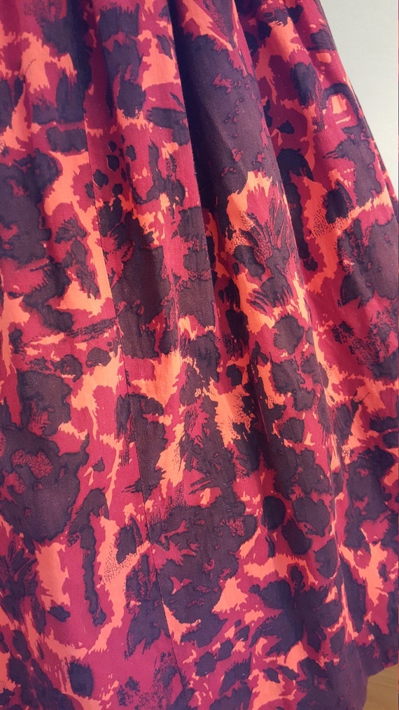 Vintage 50's 'Lava' Floral Print Cotton Skirt 27"… - image 6