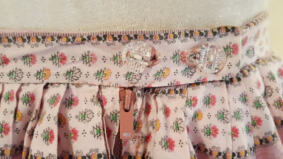 Vintage 50's Pink Floral Stripe Cotton Skirt & To… - image 8