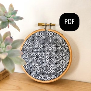 Modern Blackwork Embroidery Pattern - PDF Instant Download